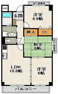 エーデル雲雀丘三番館【①号室(301)号室】の間取り