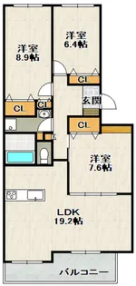 ラ・ビスタ宝塚ウエストウイング3番館【104号室】の間取り
