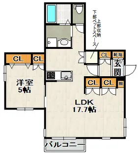 ヘーベル瑞穂【1階】の間取り