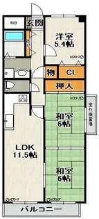 JP伊丹レジデンス【2階】の間取り