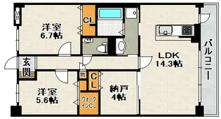 Casa Fiore カーサ・フィオーレ【②号室(102)号室】の間取り