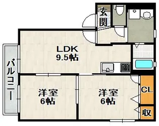 グリーンハイム伊丹【102号室】の間取り