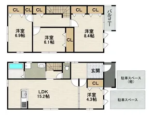 兵庫県宝塚市中筋8丁目【一戸建】の間取り