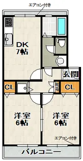 ラムール売布【401号室】の間取り