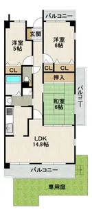 サーパス宝塚【1階】の間取り