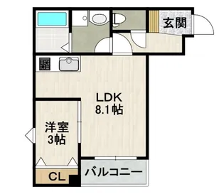 ココングランジュール川西小花【②号室(102)号室】の間取り
