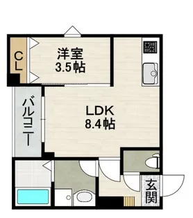 ココングランジュール川西小花【③号室(103)号室】の間取り
