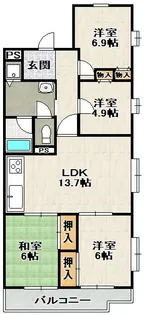 日興宝塚東スカイマンション【3階】の間取り