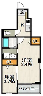 ラ サクセション宝塚【1階】の間取り