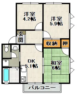 コム東宝塚【201号室】の間取り