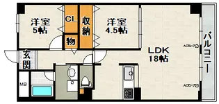 ツインパレス北伊丹【102号室】の間取り
