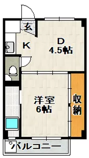 ビレッジハウス鴻池【洋室タイプ(4-305)号室】の間取り