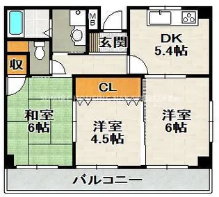 ノ・レーヴ宝塚【403号室】の間取り