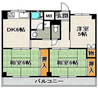 ビレッジハウス山本【6-502号室】の間取り