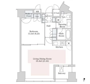 セントラルパークタワー・ラ・トゥール新宿【2101号室】の間取り