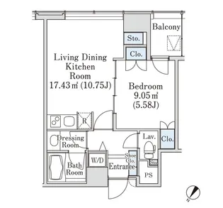 プラティーヌ新宿新都心【1002号室】の間取り