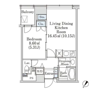 プラティーヌ新宿新都心【1503号室】の間取り