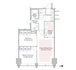 ラ・トゥール飯田橋【1605号室】の間取り