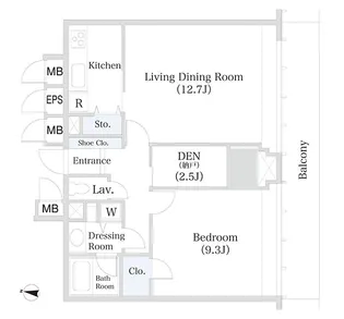 小石川シティハイツ【706号室】の間取り