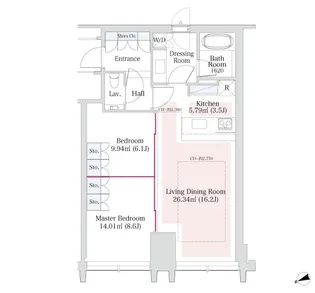 ラ・トゥール新宿グランド【3201号室】の間取り