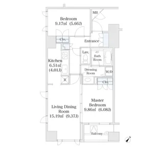 勝どきハイツ【402号室】の間取り
