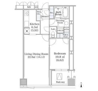 大井町ハイツ【1107号室】の間取り