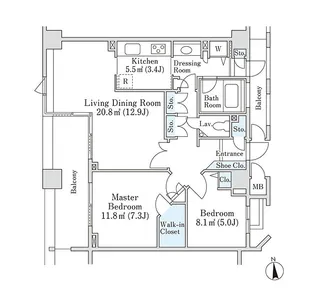 芝公園レジデンス【505号室】の間取り