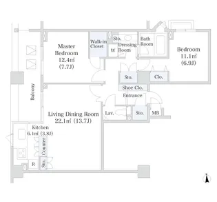 ラ・トゥール芝公園アネックス【604号室】の間取り