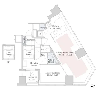 セントラルパークタワー・ラ・トゥール新宿【1624号室】の間取り