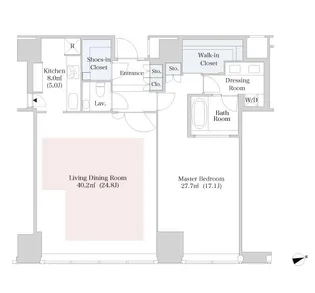 セントラルパークタワー・ラ・トゥール新宿【4009号室】の間取り