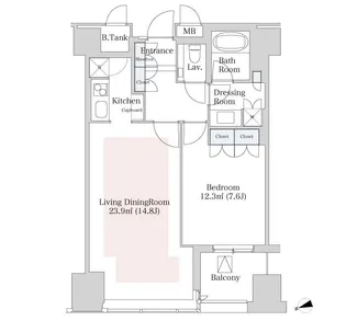 セントラルパークタワー・ラ・トゥール新宿【1404号室】の間取り