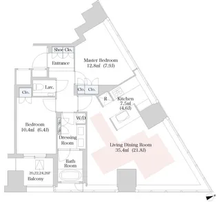 セントラルパークタワー・ラ・トゥール新宿【1721号室】の間取り