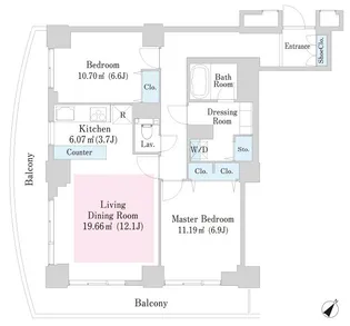 プラティーヌ田町【21号室】の間取り