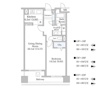 ヨコソーレインボータワーハイツ【1906号室】の間取り