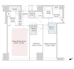 セントラルパークタワー・ラ・トゥール新宿【3513号室】の間取り