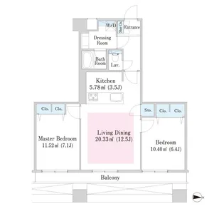 芝大門ハイツ【1406号室】の間取り