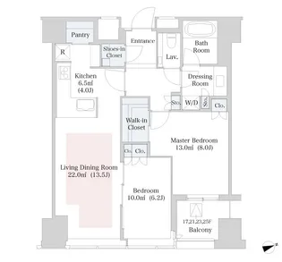 セントラルパークタワー・ラ・トゥール新宿【2521号室】の間取り