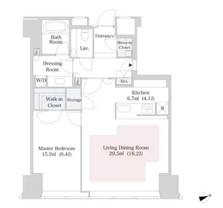 セントラルパークタワー・ラ・トゥール新宿【3515号室】の間取り