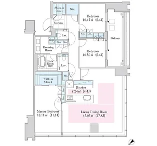 ラ・トゥール新宿ガーデン【3325号室】の間取り