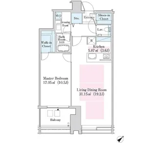 ラ・トゥール新宿ガーデン【3508号室】の間取り