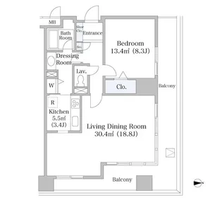 ヨコソーレインボータワーハイツ【1806号室】の間取り