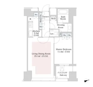 セントラルパークタワー・ラ・トゥール新宿【2419号室】の間取り