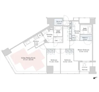 セントラルパークタワー・ラ・トゥール新宿【2314号室】の間取り