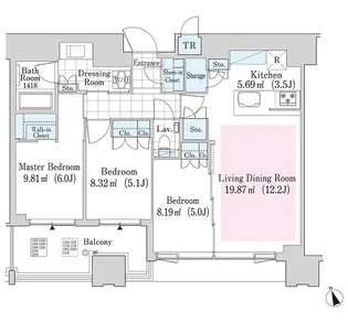 大崎ガーデンレジデンス【1906号室】の間取り