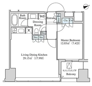 セントラルパークタワー・ラ・トゥール新宿【1325号室】の間取り