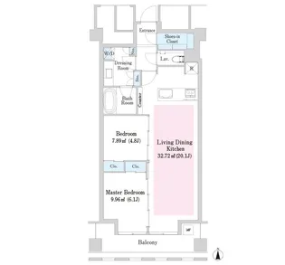プラティーヌ芝公園【1302号室】の間取り