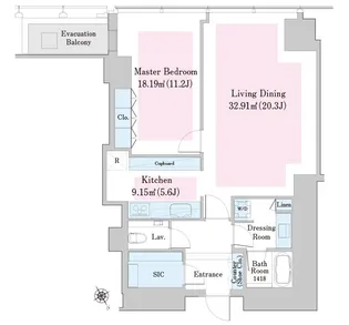 ラ・トゥール新宿ファースト【1901号室】の間取り