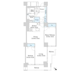 六本木ファーストプラザ【1222号室】の間取り