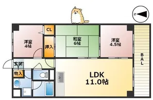 ピースフル本山【103号室】の間取り