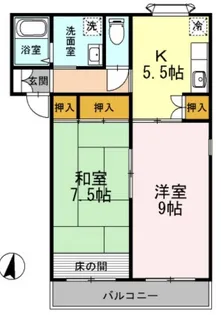 シャルマン岩屋【1階】の間取り